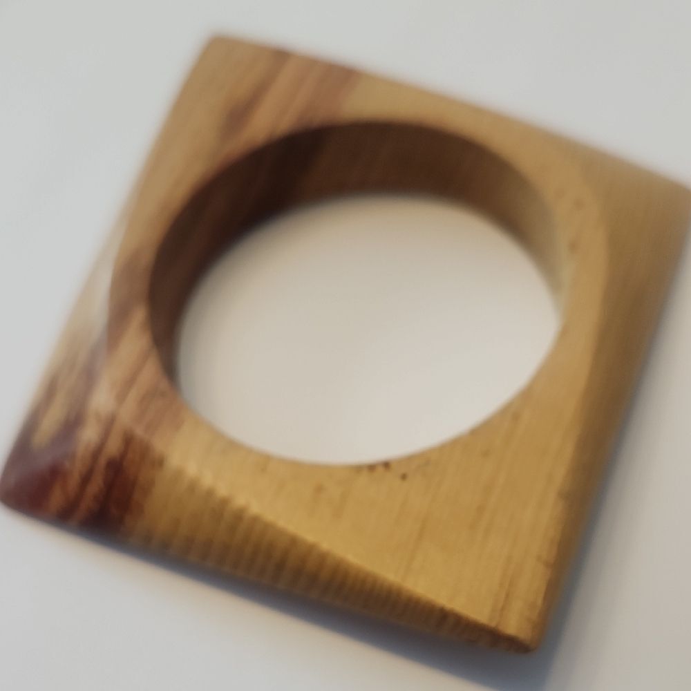 Vintage Wooden Square Bangle Bracelet - Picture 2 of 4